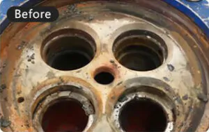 Cylinder by ultrasonic cleaning